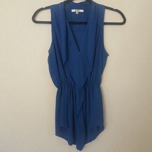 BB Dakota Dark Blue Cinched Waist Blouse